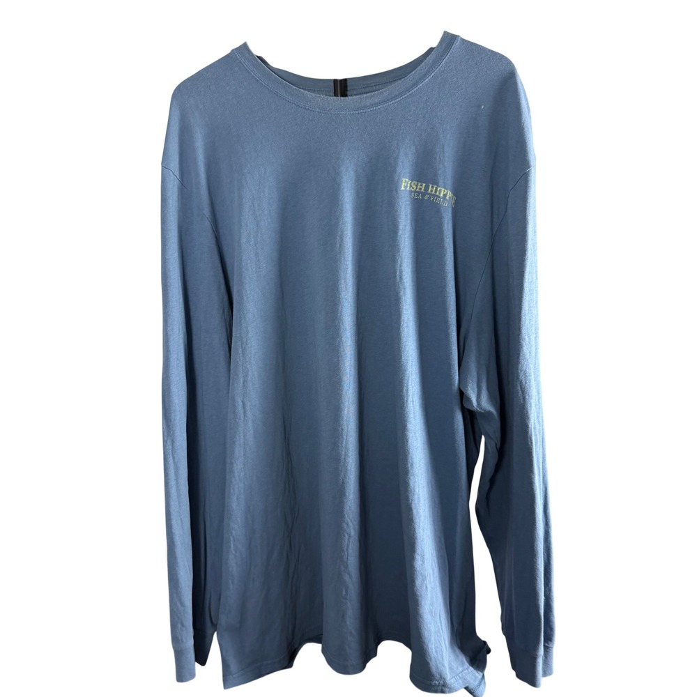 Fish Hippie Mens 3XL Blue Long Sleeve Graphic T-Shirt Sea & Field Fly Fishing Te
